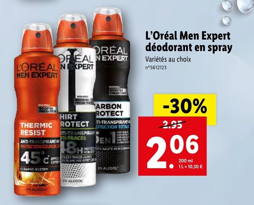 Promo L'oréeal Men Expert Déodorant En Spray chez Lidl