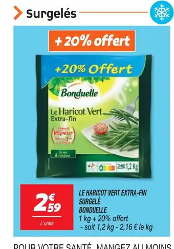 Netto LE HARICOT VERT EX SURGELÉ BONDUELLE TRA-FIN offre