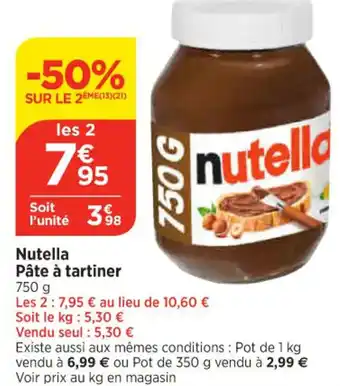 Maximarché Nutella Pâte à tartiner offre