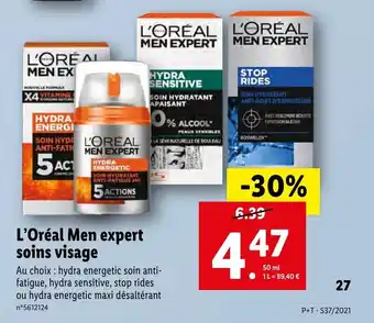 Lidl L'oréal Men Expert Soins Visage offre