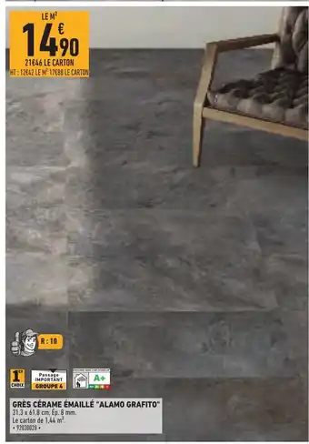 Brico Cash Grès Cérame Émaillé "Alamo Grafito" offre