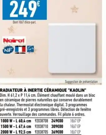 Brico Cash RADIATEUR À INERTIE CÉRAMIQUE "KAOLIN offre