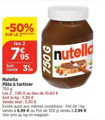 Bi1 Nutella Pâte à tartiner offre