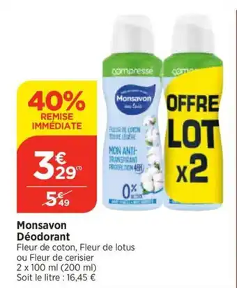 Bi1 Monsavon Déodorant offre