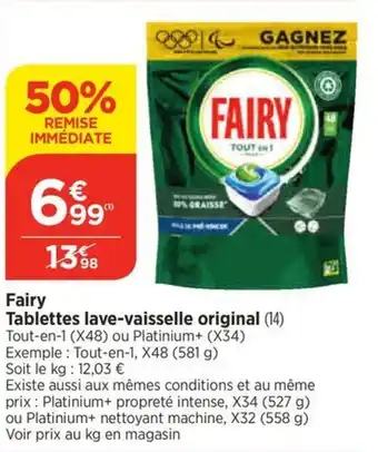 Bi1 Fairy Tablettes lave-vaisselle original offre