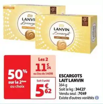 Auchan Supermarché ESCARGOTS LAIT LANVIN offre