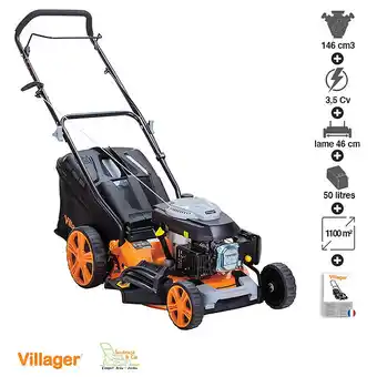 Tondeuse thermique mulching 146cc 4 en 1 coupe 46cm villager prime