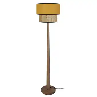 Thor b - lampadaire droit bois foncé et jaune