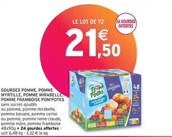 Intermarché Express GOURDES POMME, POMME MYRTILLE, POMME MIRABELLE, POMME FRAMBOISE POM'POTES offre