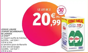 Intermarché Express LESSIVE LIQUIDE L'EXPERT BICARBONATE 66 LAVAGES LE CHAT offre