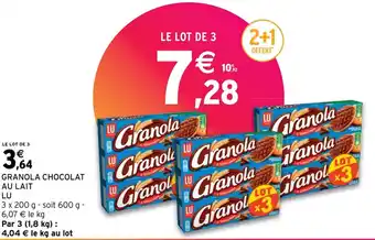 Intermarché Hyper GRANOLA CHOCOLAT AU LAIT LU offre