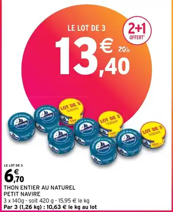 Intermarché Hyper THON ENTIER AU NATUREL PETIT NAVIRE offre
