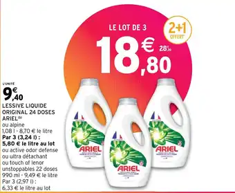 Intermarché Hyper LESSIVE LIQUIDE ORIGINAL 24 DOSES ARIEL offre
