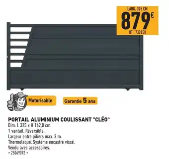 Brico Cash Portail Aluminium Coulissant "Cléo" offre