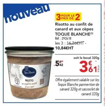 METRO Risotto au confit de canard et aux cèpes TOQUE BLANCHE offre