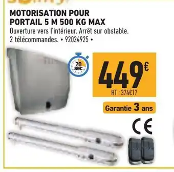 Brico Cash Motorisation Pour Portail 5 M 500 KG Max offre