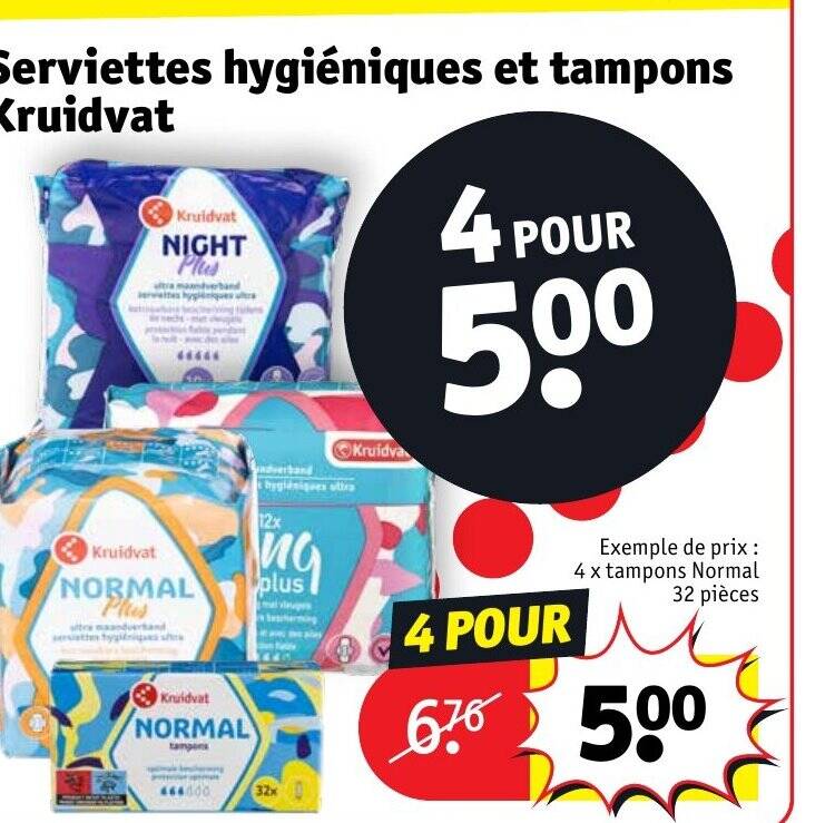 Promo Serviettes hygiéniques et tampons Kruidvat chez Kruidvat