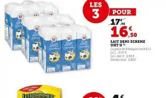 Super U LAIT DEMI ECREME UHT U offre