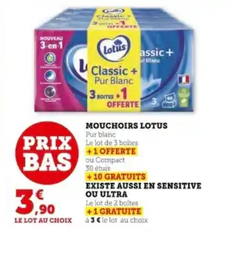 Super U MOUCHOIRS LOTUS offre