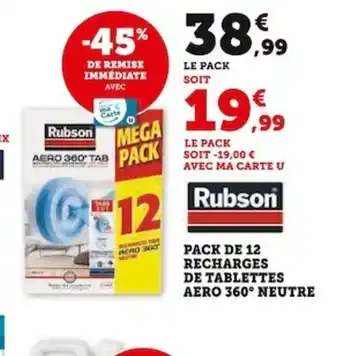 Super U PACK DE 12 RECHARGES DE TABLETTES AERO 360 NEUTRE offre