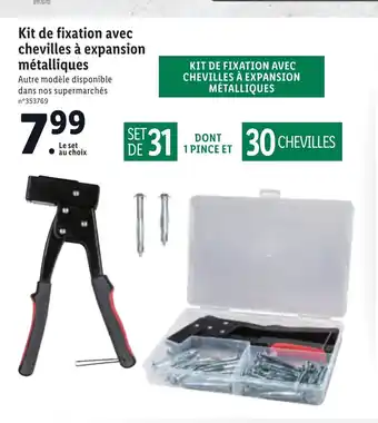 Lidl Kit de fixation avec chevilles a expansion métalliques offre