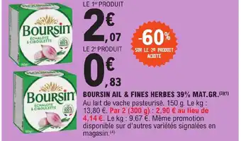 E.Leclerc BOURSIN AIL & FINES HERBES 39% MAT.GR. offre
