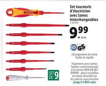 Lidl Set tournevis d'électricien avec lames offre
