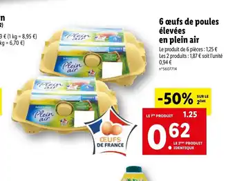 Lidl 6 oeufs de poules élévées En Plein Air offre