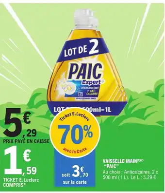 E.Leclerc VAISSELLE MAIN(1)(2) "PAIC" offre