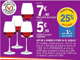 E.Leclerc LOT DE 4 VERRES À PIED 34 CL GISELLE offre