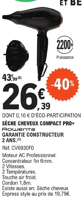 E.Leclerc SÈCHE CHEVEUX COMPACT PRO+ offre