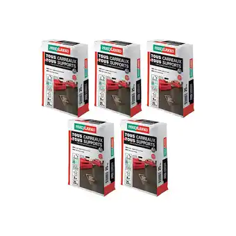 Bricorama Lot de 5 colles carrelage améliorées parexlanko tous carreaux tous supports - gris - 125 kg offre