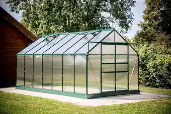 Bricorama Serre jardin aluminium - avec base et 4 fenêtres / 10,37 m2 offre
