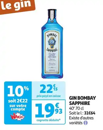 Auchan GIN BOMBAY SAPPHIRE offre