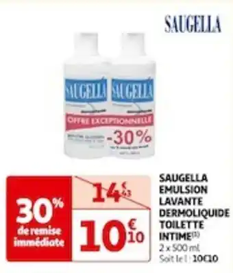 Auchan SAUGELLA EMULSION LAVANTE DERMOLIQUIDE TOILETTE INTIME offre