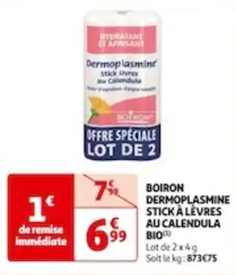 Auchan BOIRON DERMOPLASMINE STICK À LÈVRES AU CALENDULA BIO offre