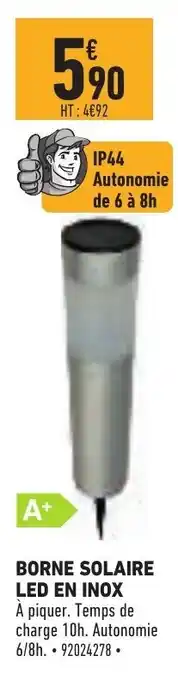 Brico Cash Borne Solaire Led En Inox offre