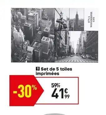 Conforama Set De 5 Toiles Imprimées offre