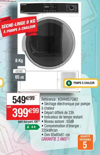 Cora x Carrefour SÈCHE-LINGE 8 KG À POMPE À CHALEUR offre