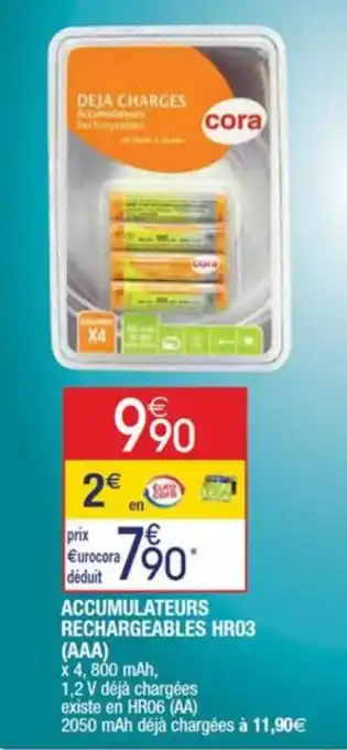 Cora x Carrefour ACCUMULATEURS RECHARGEABLES HR03 (AAA) offre