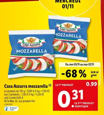 Lidl Casa azzurra mozzarella offre
