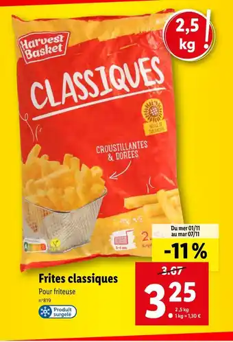 Lidl Harvest basket frites classiques offre