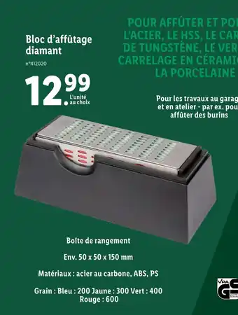 Lidl Bloc d’affûtage diamant offre