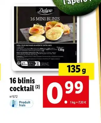 Lidl Deluxe 16 blinis cocktail offre