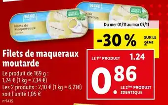 Lidl Nixe filets de maqueraux moutarde offre