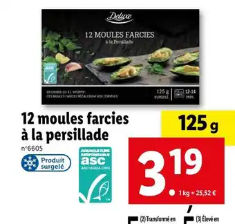 Lidl Deluxe 12 moules farcies à la persillade offre
