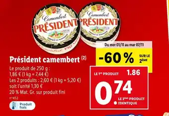Lidl Président camembert offre