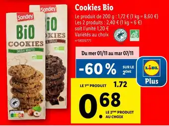 Lidl Sondey cookies bio offre