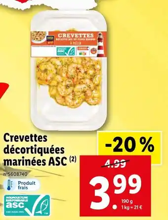 Lidl Crevettes décortiquées marinées asc offre