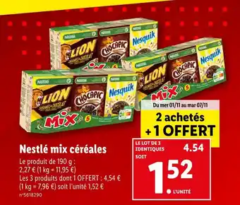 Lidl Nestlé nestlé mix céréales offre
